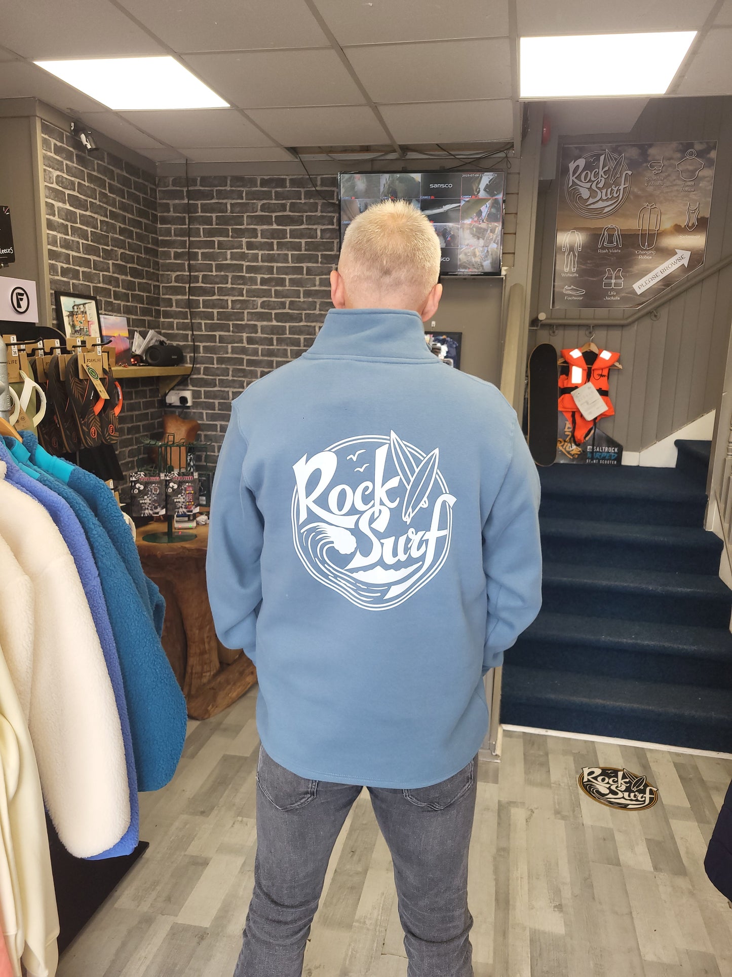 Rocksurf Premium Quarter Zip Sweatshirt (Ocean Blue)