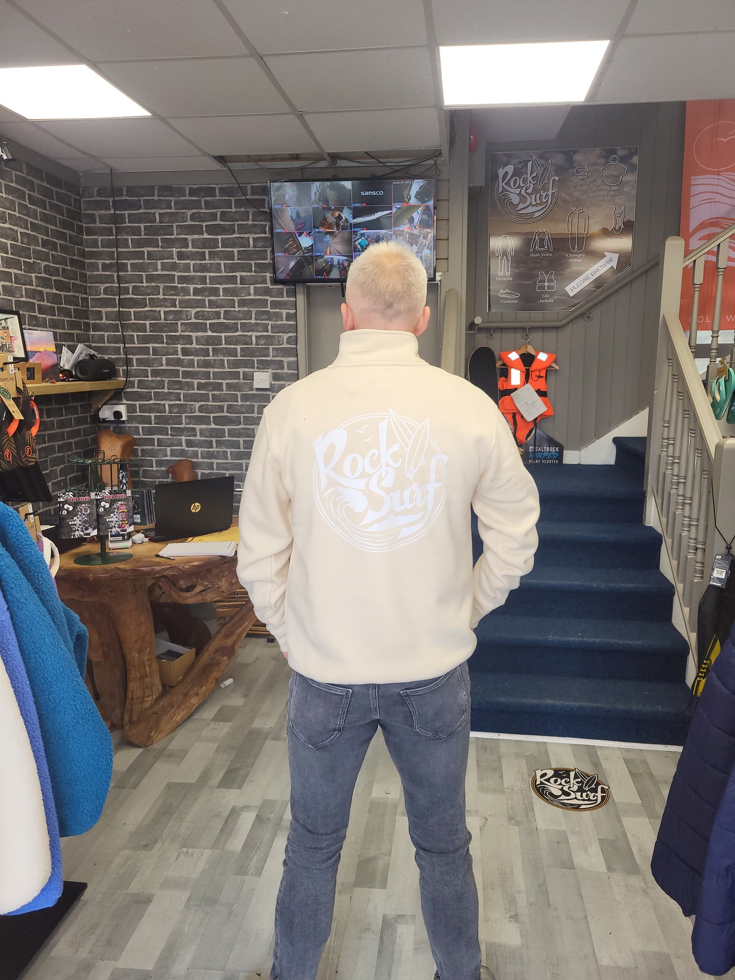 Rocksurf Premium Quarter Zip Sweatshirt (Ivory)