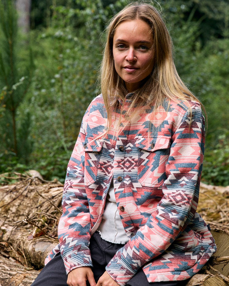 Saltrock Stella Aztec Recycled Sherpa Lined Shacket Pink