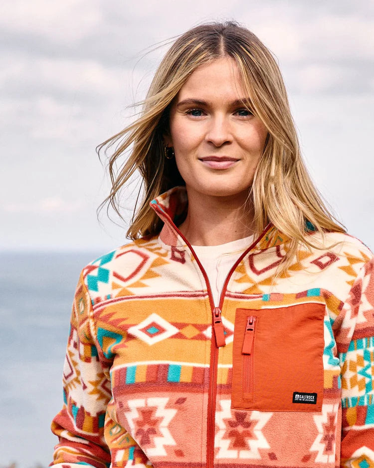 Saltrock Patchwork Ava Women's Recycled MicroFiber Fleece (Orange)