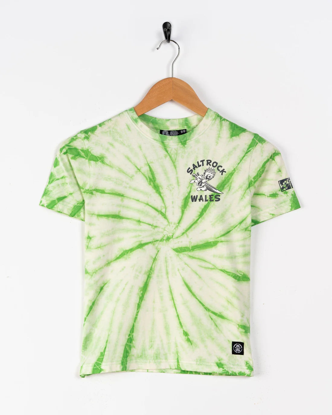 Saltrock Wave Rider Wales - Kids Short Sleeve T-Shirt (Tie Dye Green)