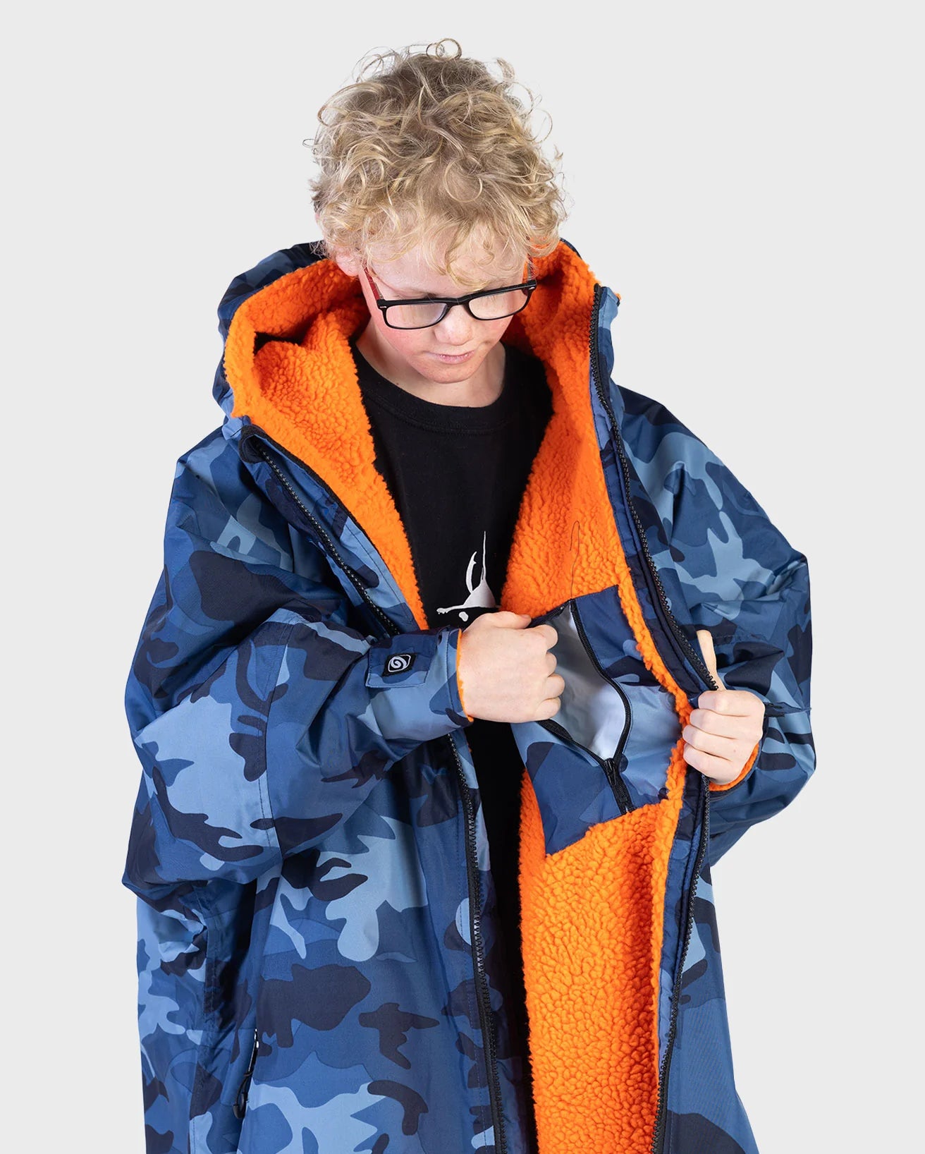 DryRobe Advance Long Sleeve Changing Robe Kids (Blue Orange Camo)