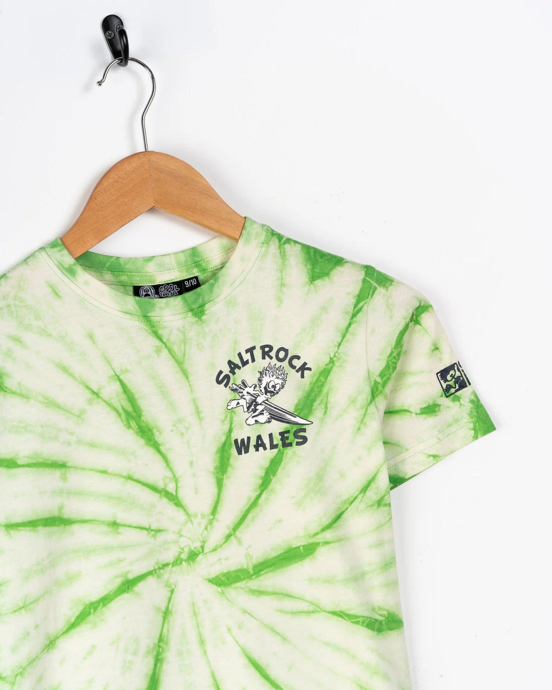 Saltrock Wave Rider Wales - Kids Short Sleeve T-Shirt (Tie Dye Green)