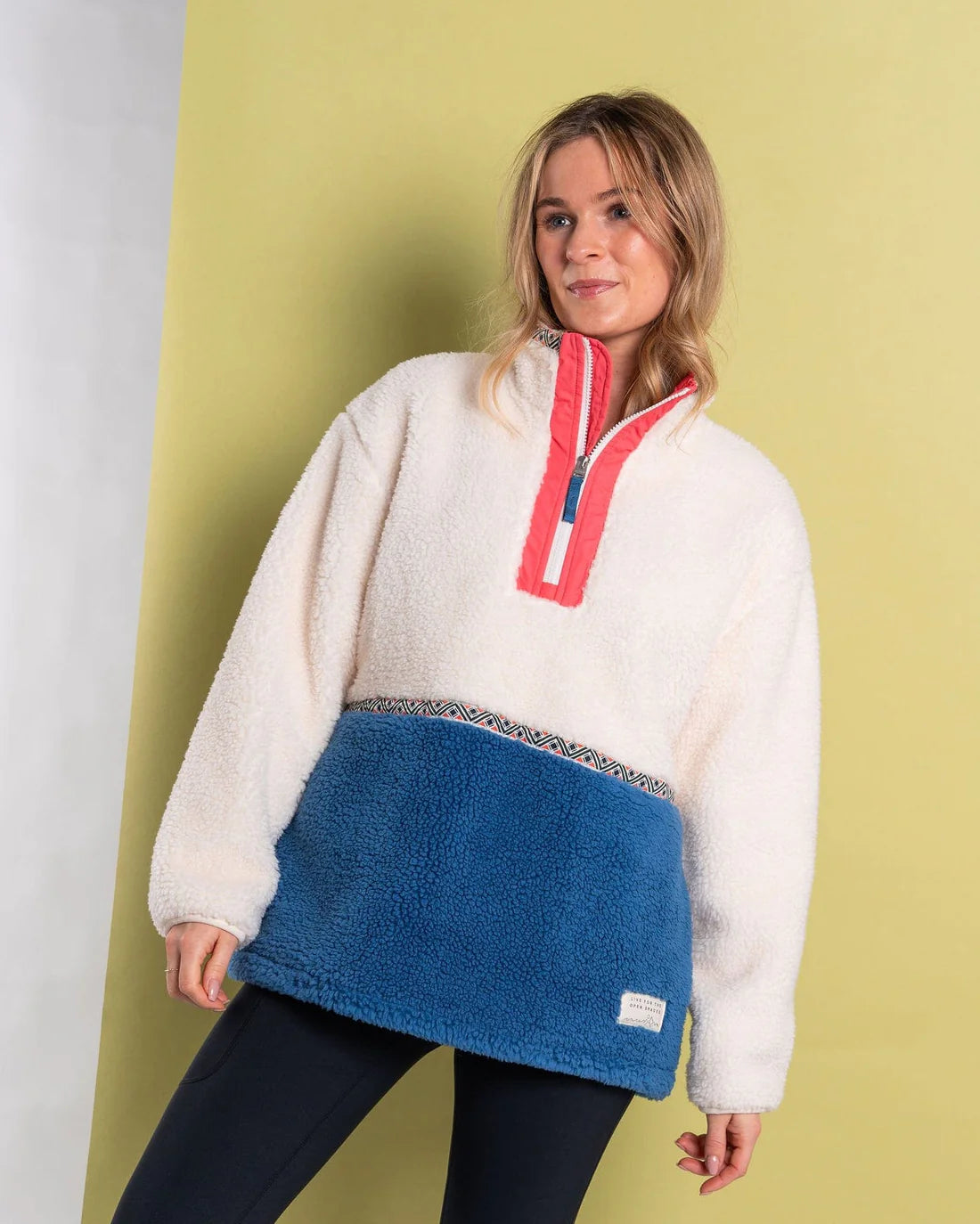 Saltrock Battams - Womens Recycled 1/4 Zip Borg Fleece (Cream)