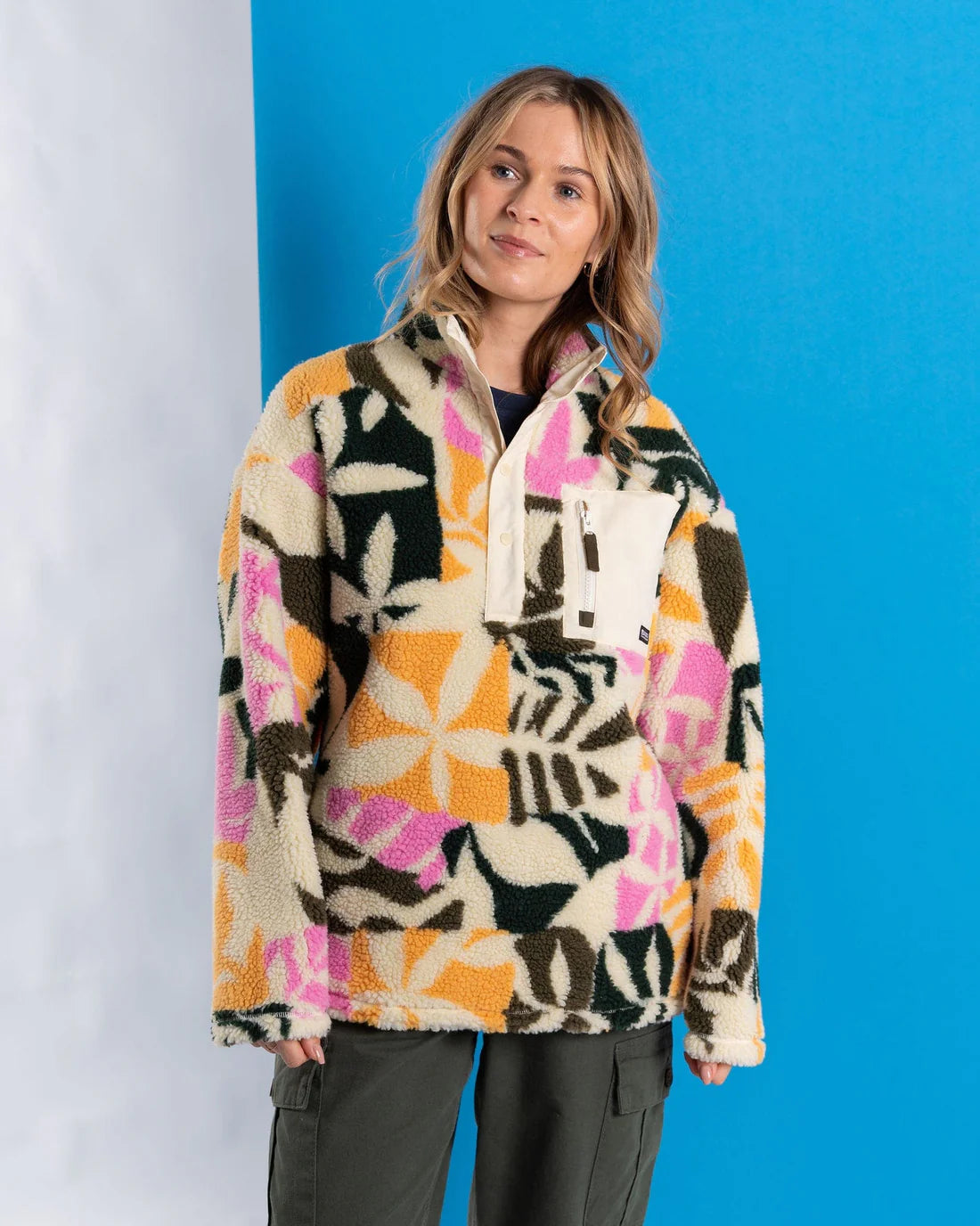 Saltrock Lizi - Womens Borg 1/4 Neck Recycled Fleece - Cream