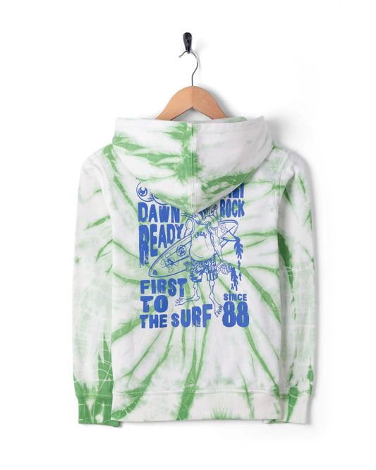 Saltrock Dawn Ready - Kids Tie Dye Zip Hoodie (Light Green)