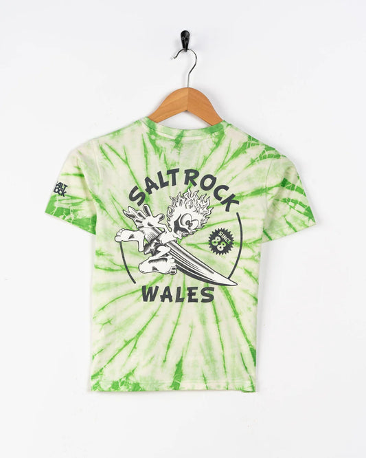 Saltrock Wave Rider Wales - Kids Short Sleeve T-Shirt (Tie Dye Green)