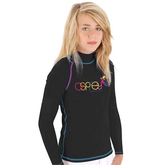 Osprey Girls Long Sleeve Rash Vest - (Black)