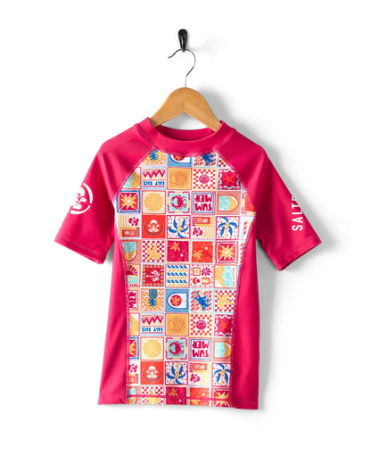 Saltrock Tiles - Kids UPF Recycled Rashvest (Pink)