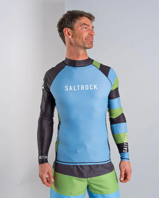 Saltrock Striped Men's Long Sleeve Rash Vest (Blue)