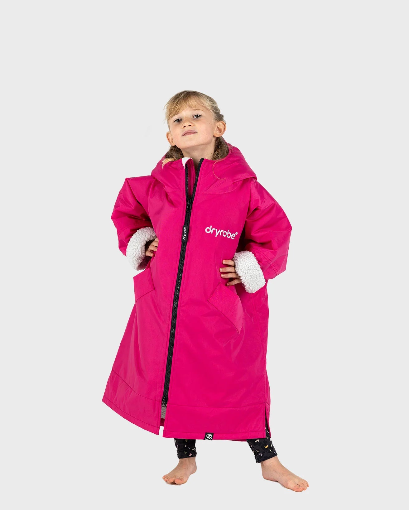 DryRobe Advance Long Sleeve Changing Robe Kids (Pink/Light Grey)