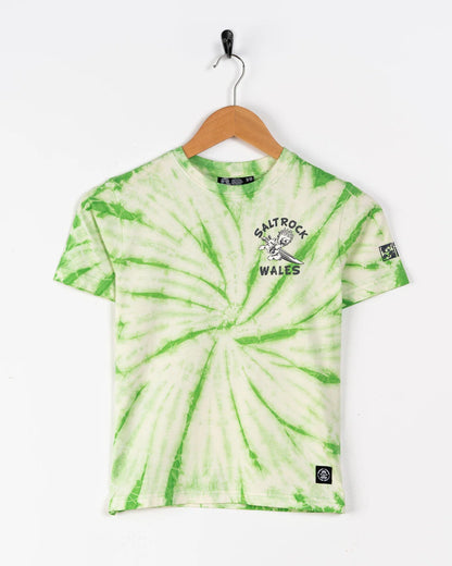 Saltrock Wave Rider Wales - Kids Short Sleeve T-Shirt (Tie Dye Green)