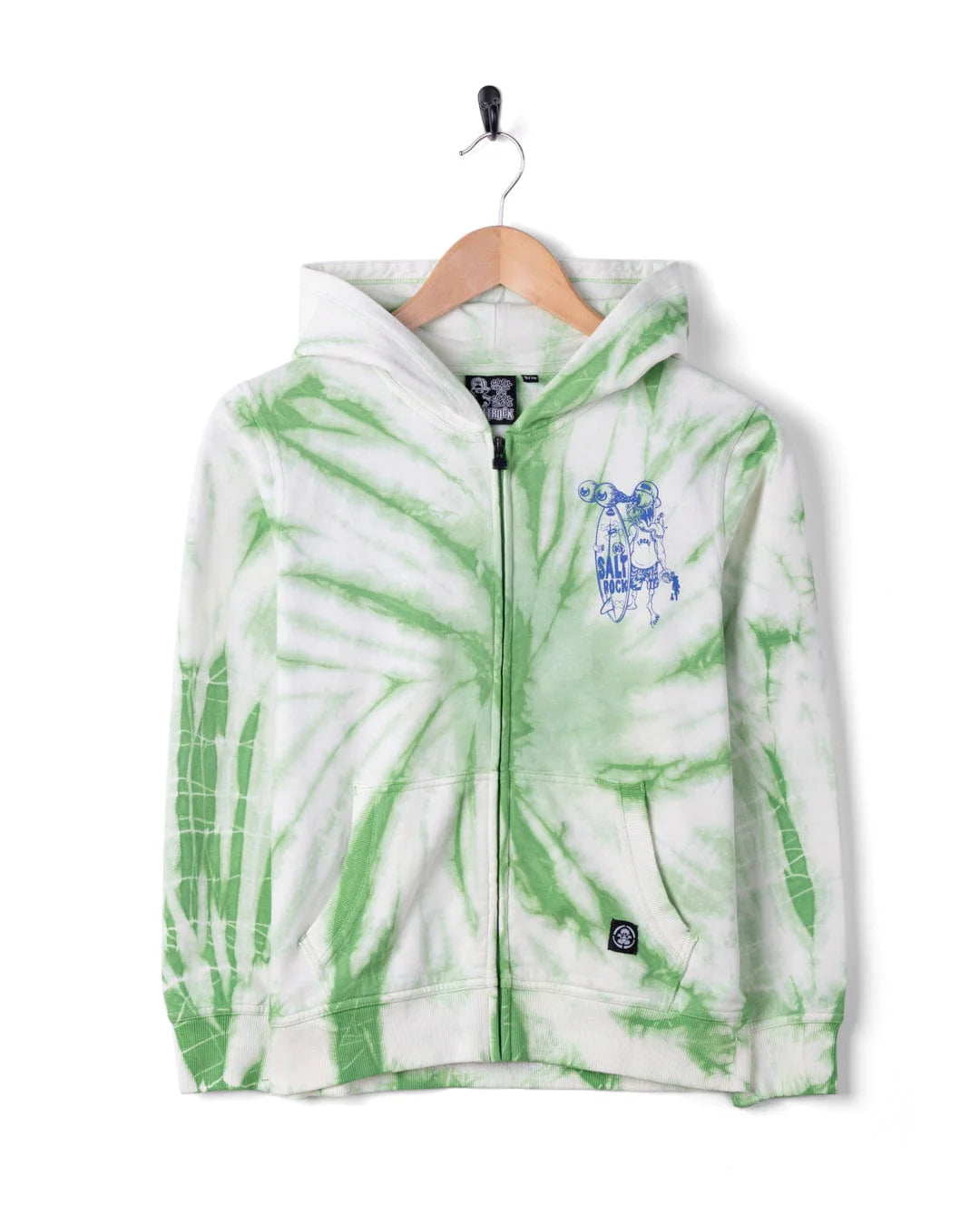 Saltrock Dawn Ready - Kids Tie Dye Zip Hoodie (Light Green)