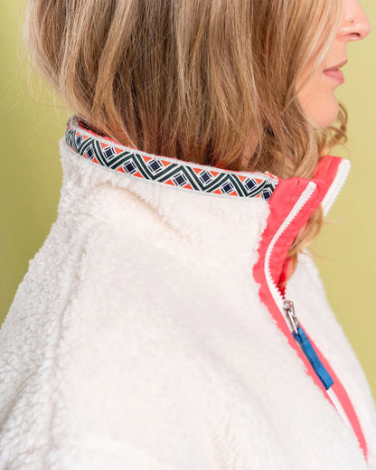 Saltrock Battams - Womens Recycled 1/4 Zip Borg Fleece (Cream)