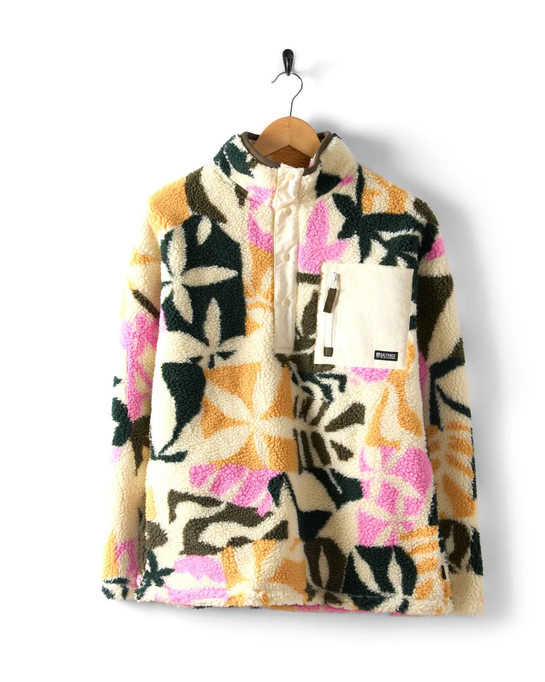 Saltrock Lizi - Womens Borg 1/4 Neck Recycled Fleece - Cream