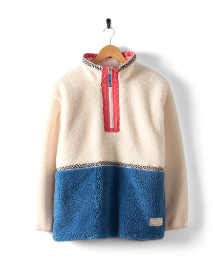 Saltrock Battams - Womens Recycled 1/4 Zip Borg Fleece (Cream)