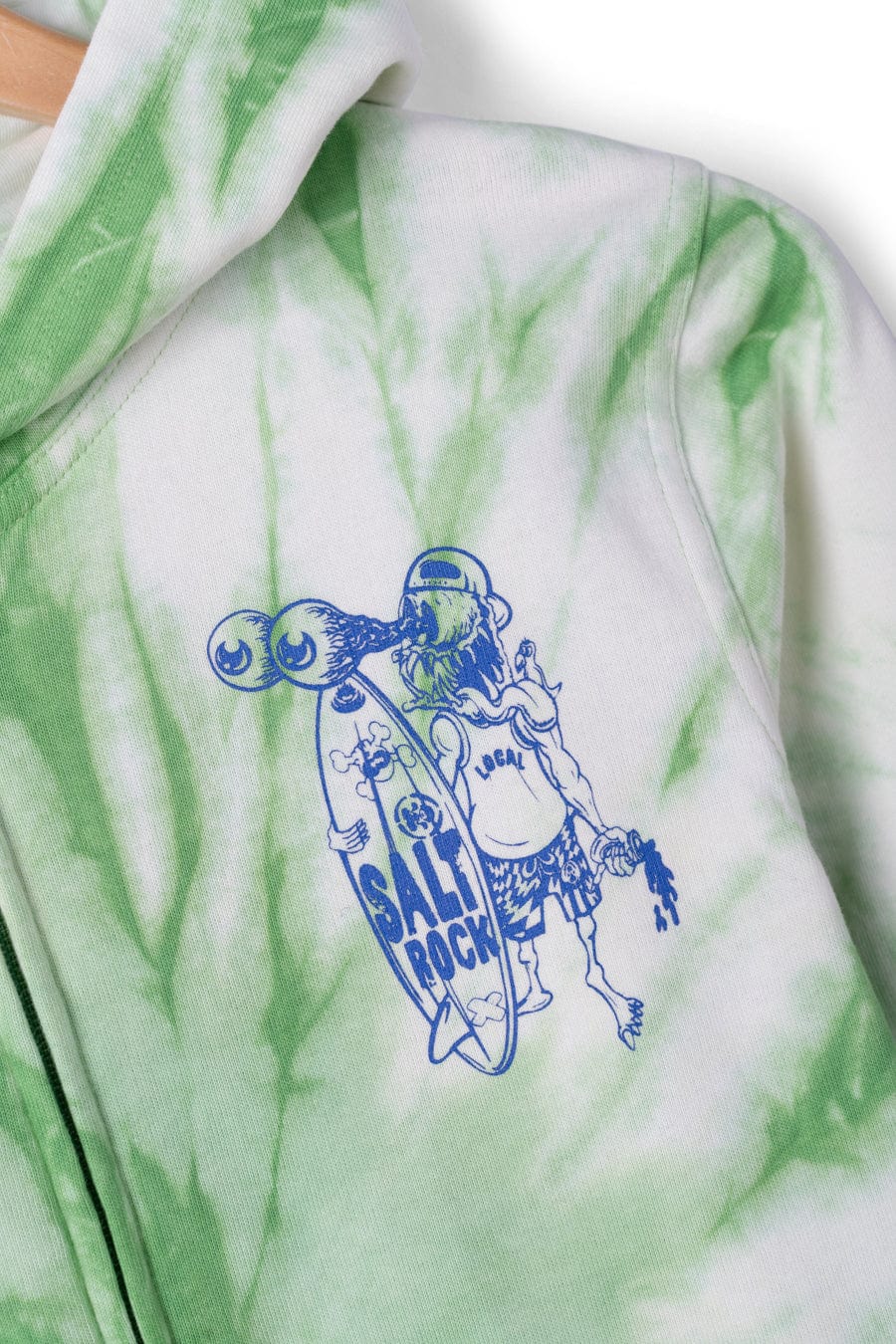 Saltrock Dawn Ready - Kids Tie Dye Zip Hoodie (Light Green)