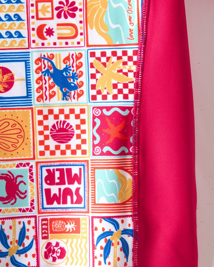 Saltrock Tiles - Kids UPF Recycled Rashvest (Pink)