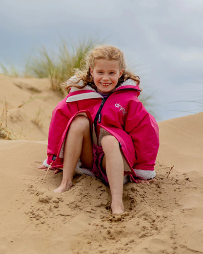 DryRobe Advance Long Sleeve Changing Robe Kids (Pink/Light Grey)