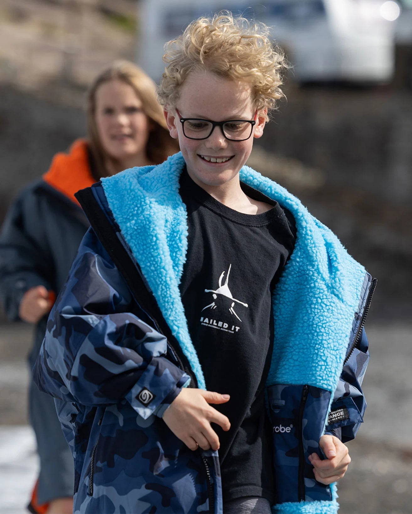 DryRobe Advance Long Sleeve Changing Robe Kids (Blue Camo)