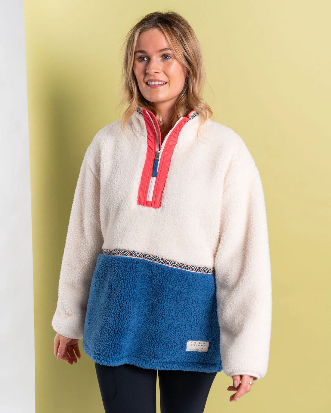 Saltrock Battams - Womens Recycled 1/4 Zip Borg Fleece (Cream)