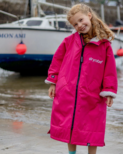 DryRobe Advance Long Sleeve Changing Robe Kids (Pink/Light Grey)