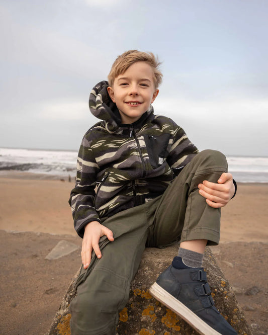 Saltrock Camo Stripe - Kids Recycled Micro Fleece (Green)