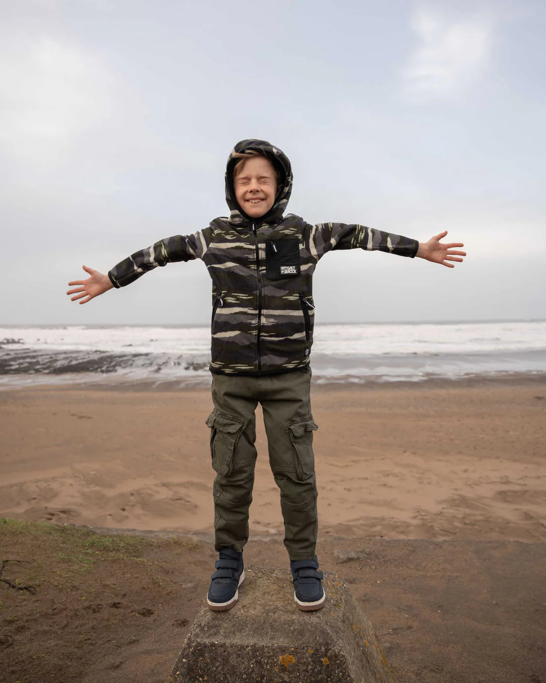 Saltrock Camo Stripe - Kids Recycled Micro Fleece (Green)