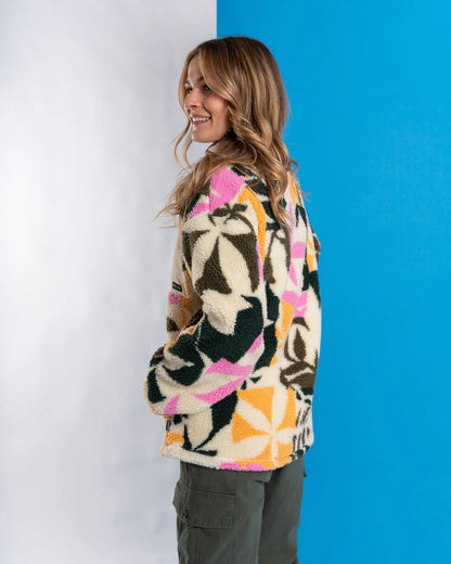 Saltrock Lizi - Womens Borg 1/4 Neck Recycled Fleece - Cream